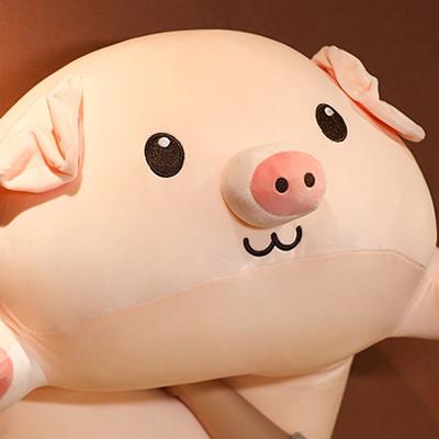 40-80cm Big Cute Squish Pig Stuffed Doll Lying Plush Piggy Toy Animal Soft Plushie Pillow for Kids Baby Comforting Birthday Gift