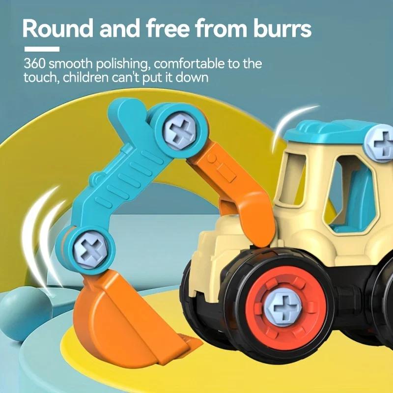 Children's construction model kit: DIY screw-assembly toy, disassemblable excavator with sliding function and simulation game