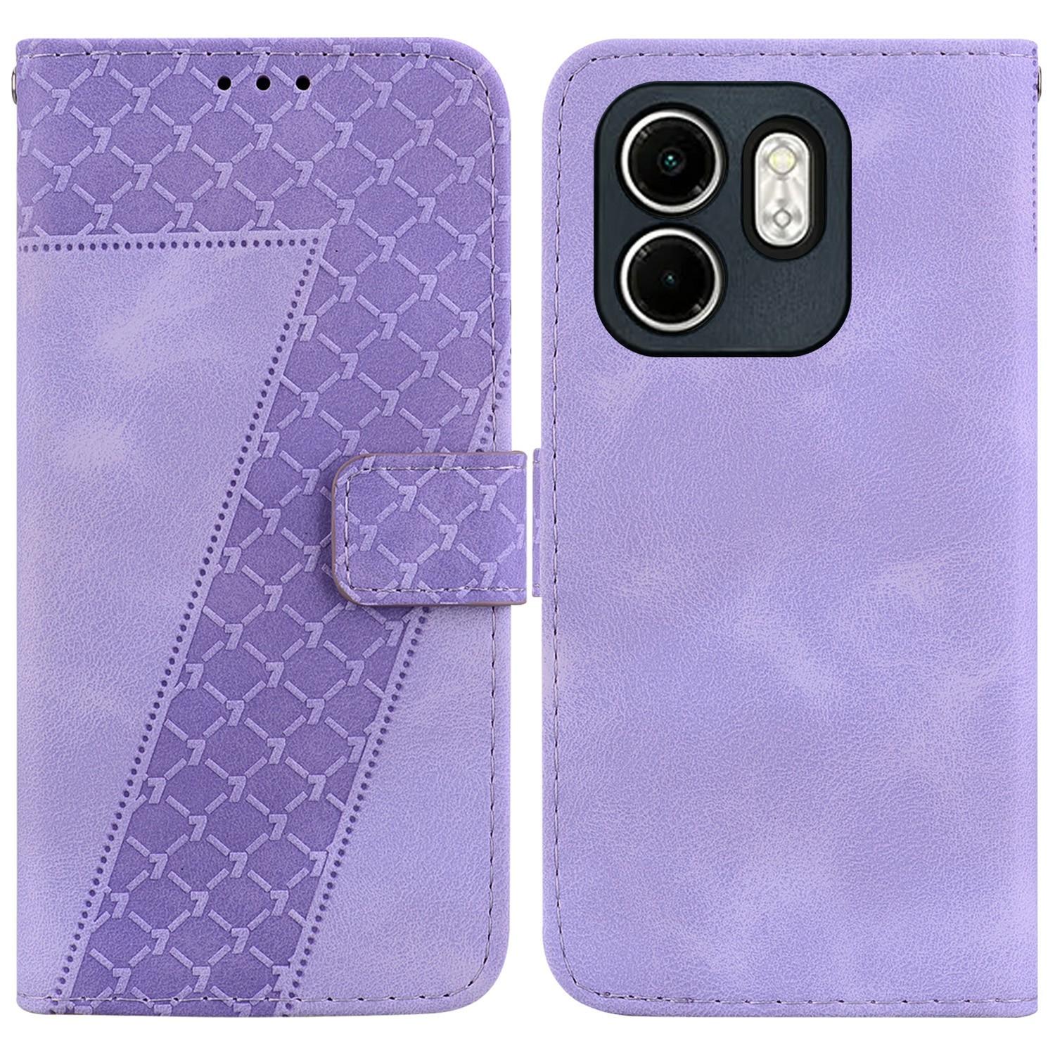 

For Infinix Hot 50i 4G/Smart 9 4G Stand Case 7-Shaped Pattern Imprint Leather Phone Cover B