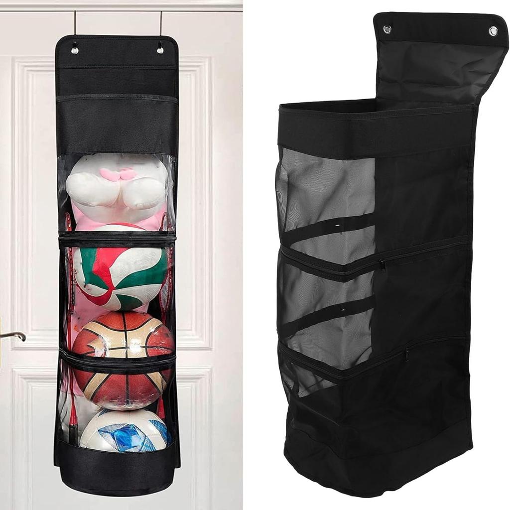Hanging Organizer, Over The Door Hanging Sports Equipment and Ball Storage, Garage Sports Equipment Organizer for Hold Soccer