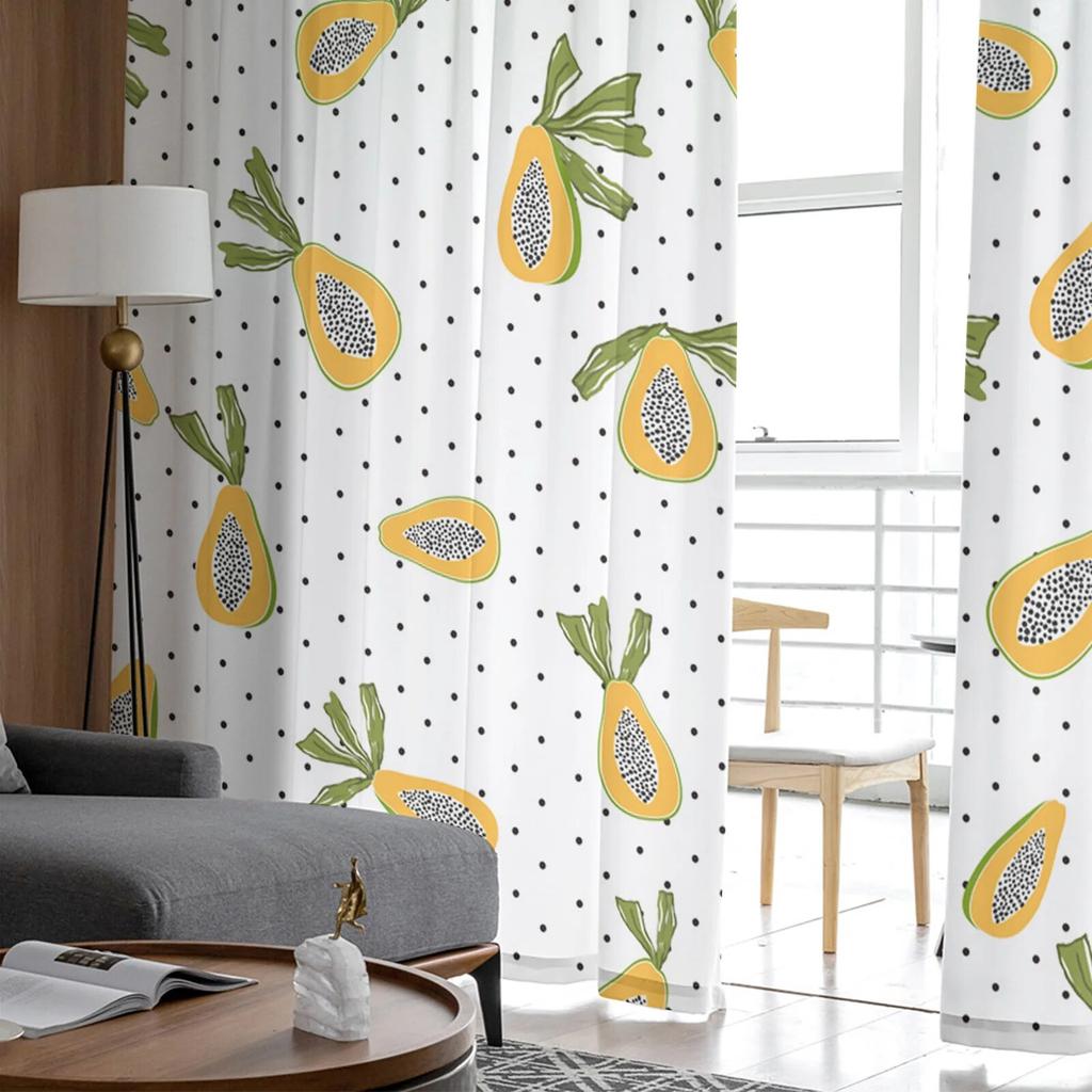 Polka Dot Papaya Texture Tulle Curtains Living Room Kitchen Chiffon Curtain Bedroom Balcony Sheer Curtain Fashion Home Decor