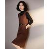 Women's Half-High Collar Base Shirt & Vest Dress Two-Piece Set