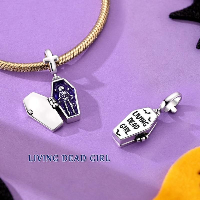 925 Silver Welcome To Colorless And Minimalist World Skull Charms Bead For Women Fit Bracelet DIY Jewelry Gift