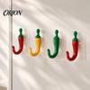Bathroom Towel Holder 2PCS Chili Adhesive Hooks, Cute Decorative Punch-Free Wall Hangers, Heavy Plastic Hooks for Decor Duty Seamless Storage Kitchen