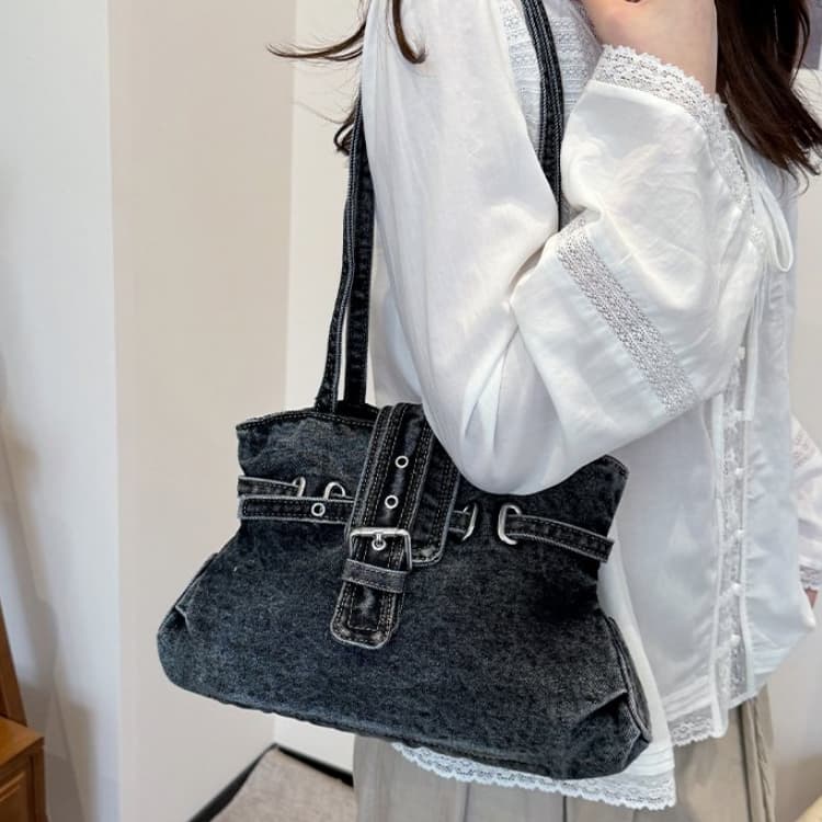 Retro gewaschene alte Denim Achseltasche Damen Umhängetasche