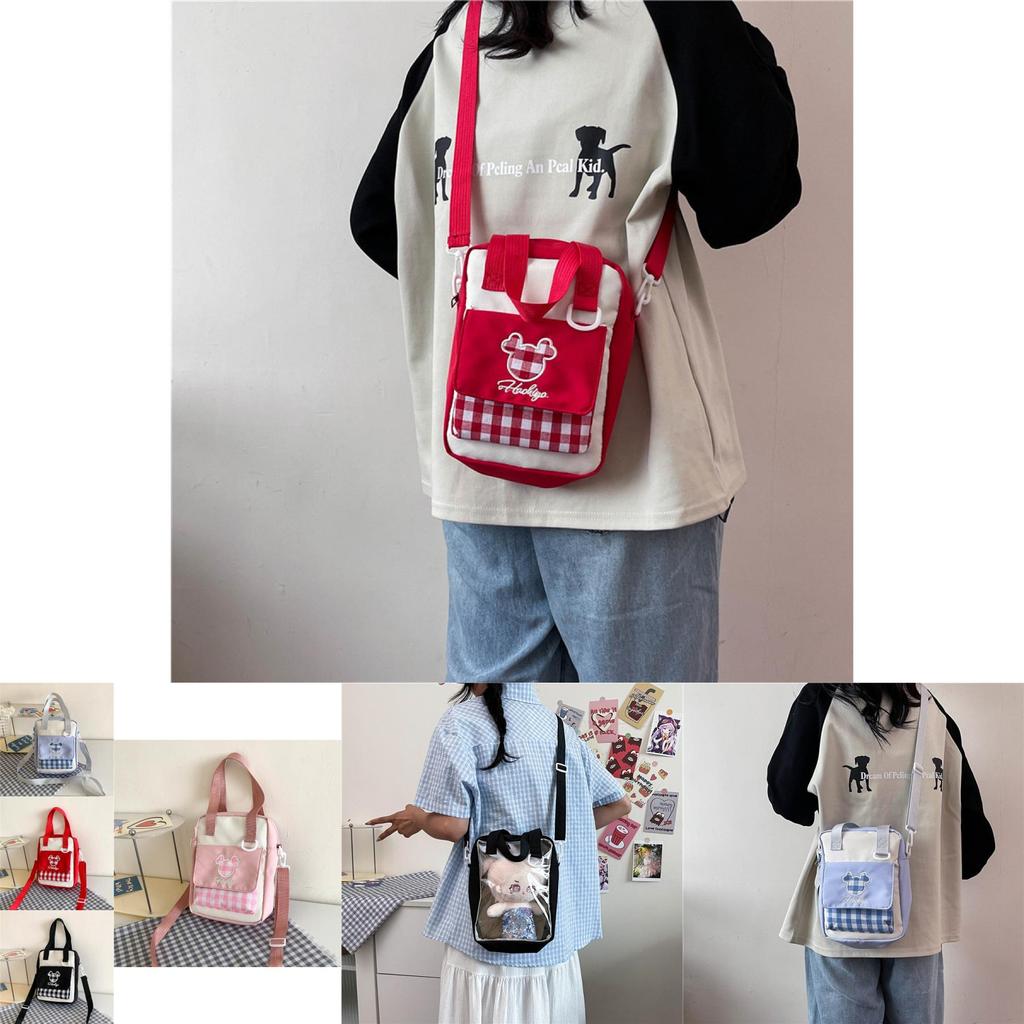 Cute Street Style Nylon Shoulder Bag For Students With Zipper Closure And Inner Pocket