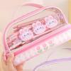 Waterproof Pencil Pen Case Cartoon Cute Transparent Stationary Bag with  for School Students M
