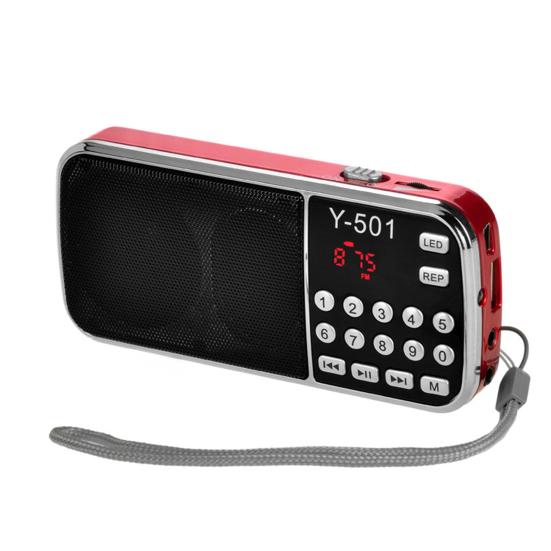Y-501 FM Radio Digital Support TF Card USB AUX Portable LED Flashlight Audio Music Player Speaker for Mobile Phone