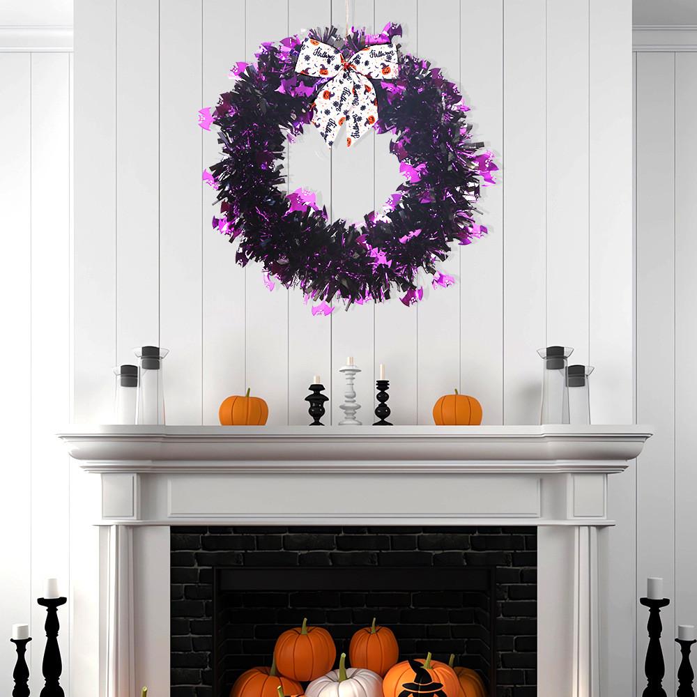 Orange Halloween Pumpkin Wreath Vibrant Colorful Hanging Decoration For Parties Spooky