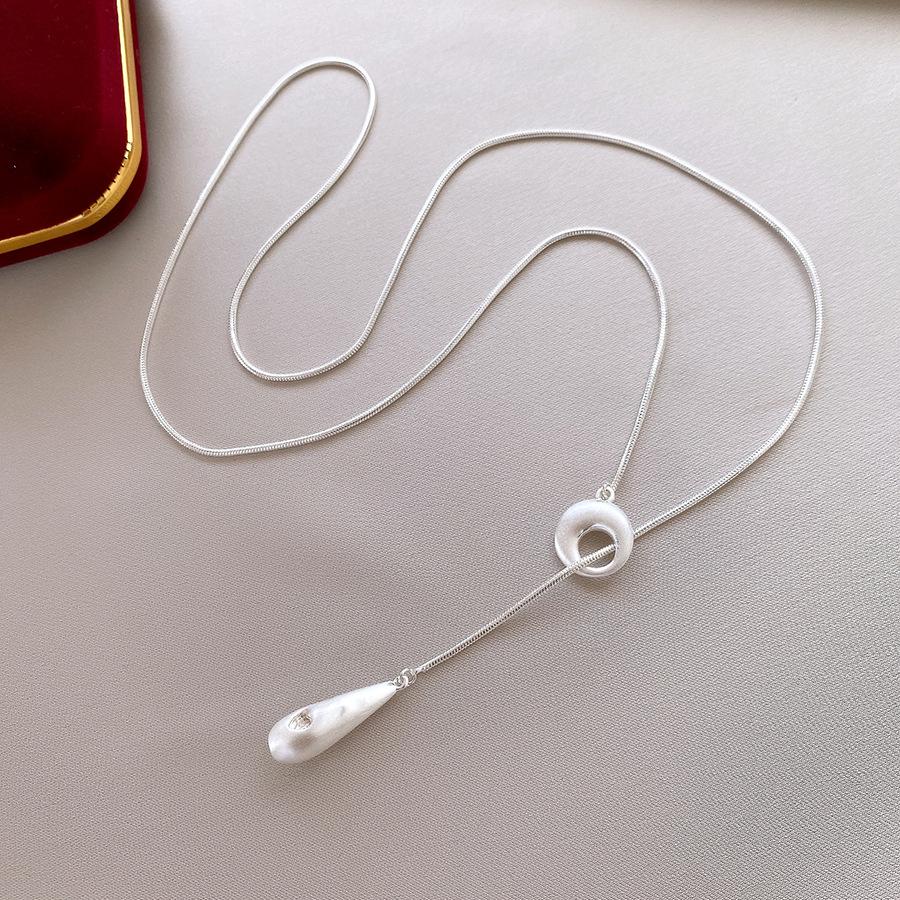 

18k real gold electroplated brushed water drop adjustable necklace women s simple collarbone chain versatile item decoration