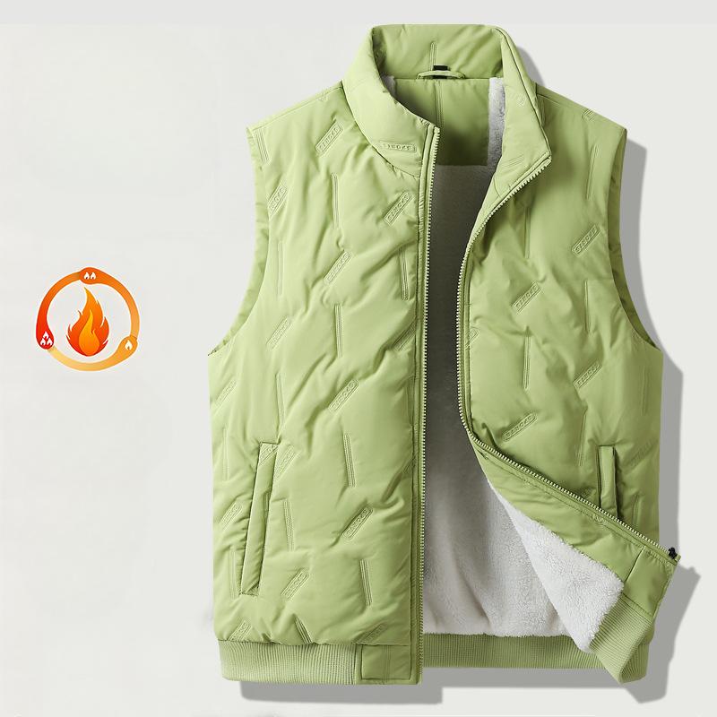 

Мужской жилет большого размера из хлопка на пуху, осенне-зимний, теплый жилет с подкладкой для пар, новая повседневная куртка с открытыми плечами 9XL светло-зеленый