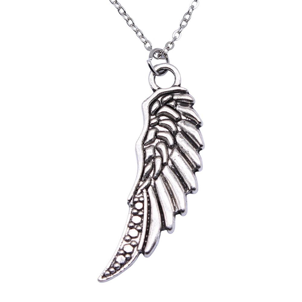 Ornate Angel With Heart Pendant Necklace Spiritual Faith Jewelry 40cm Short Chain