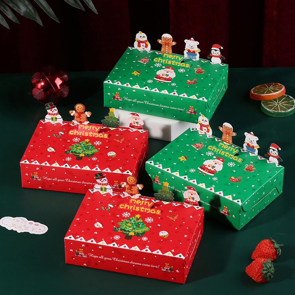 24Pcs 3D Christmas Cookie Storage Case Handmade Gift Boxes for Holiday Treats Decorative Biscuits Packaging Box