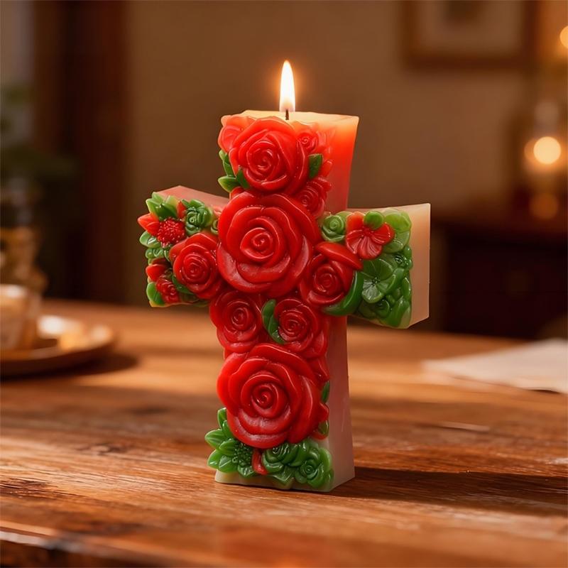 Food Grade Silicone Rose Crosses Candle Making Mould For Crafting Decorative Scented Candle