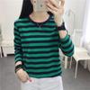Women's Plus Size Striped Long Sleeve Cotton T-Shirt - Autumn Collection for Middle-Aged Moms