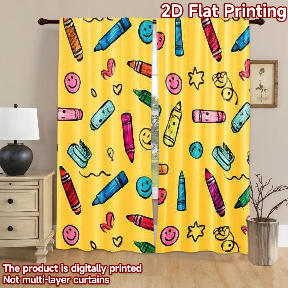 2D flat Photography Backdrop Popular Party Backdrop Crayon Doodles on Yellow 100% Polyester Anniversary Perfect for Wall and