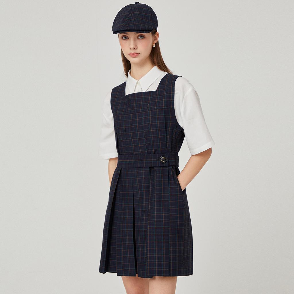 Rick Belted Check Dress (Navy)_L4A1-Op01C
