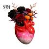 Devil Palm Flower Pot Hand Holding Human Heart Organ Vase, Gothic Anatomical Shaped Skull Base Ornament Spooky Halloween Desktop for Living