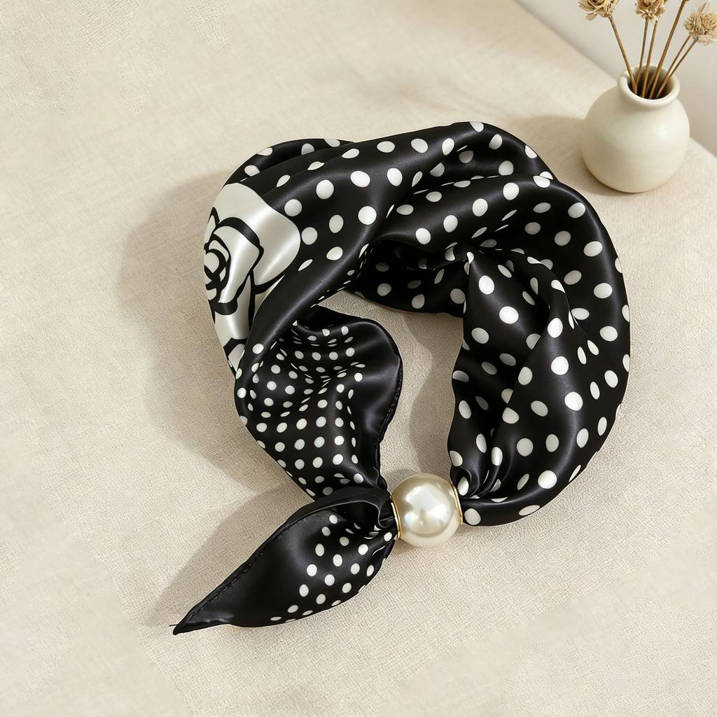 Sciarpe alla Moda con Fibbia Magnetica di Perle per Donna, Chic, con Pois, Stampa Leopardo, Corta, Setosa, Collane Choker Eleganti, Regalo per Signore