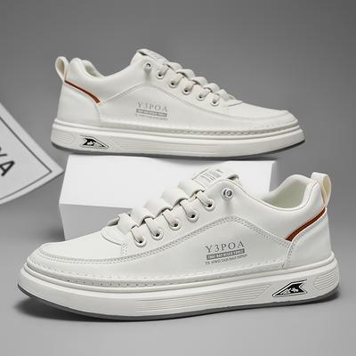 Leather Casual Shoes for Men Breathable White Sneakers Fashion Driving Walking Tennis Shoes for Male Office Flats Shoes