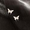 Koreanisches Temperament Glänzend Eingelegt Zirkon Schmetterling Piercing Stecker Ohrringe Ohne Ohrlöcher Ohrklemme für Damen Süßer Romantischer Schmuck