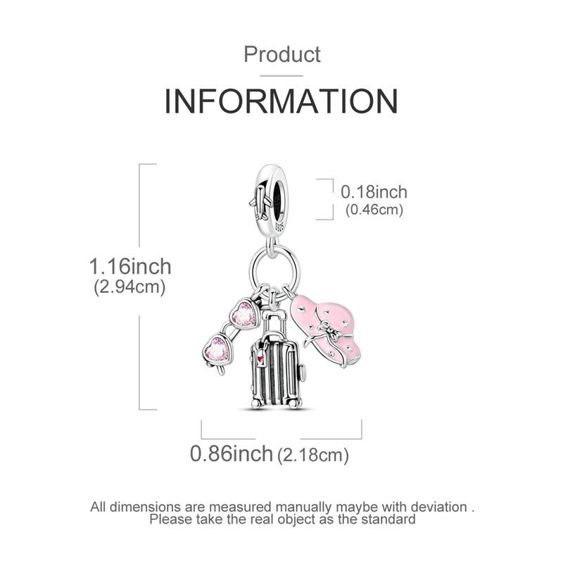 Charms Copper Pink Suitcase Sunglasses Sun Hat Pendants Fit Charms Plata Original Bracelet Beads Women Jewellery Making