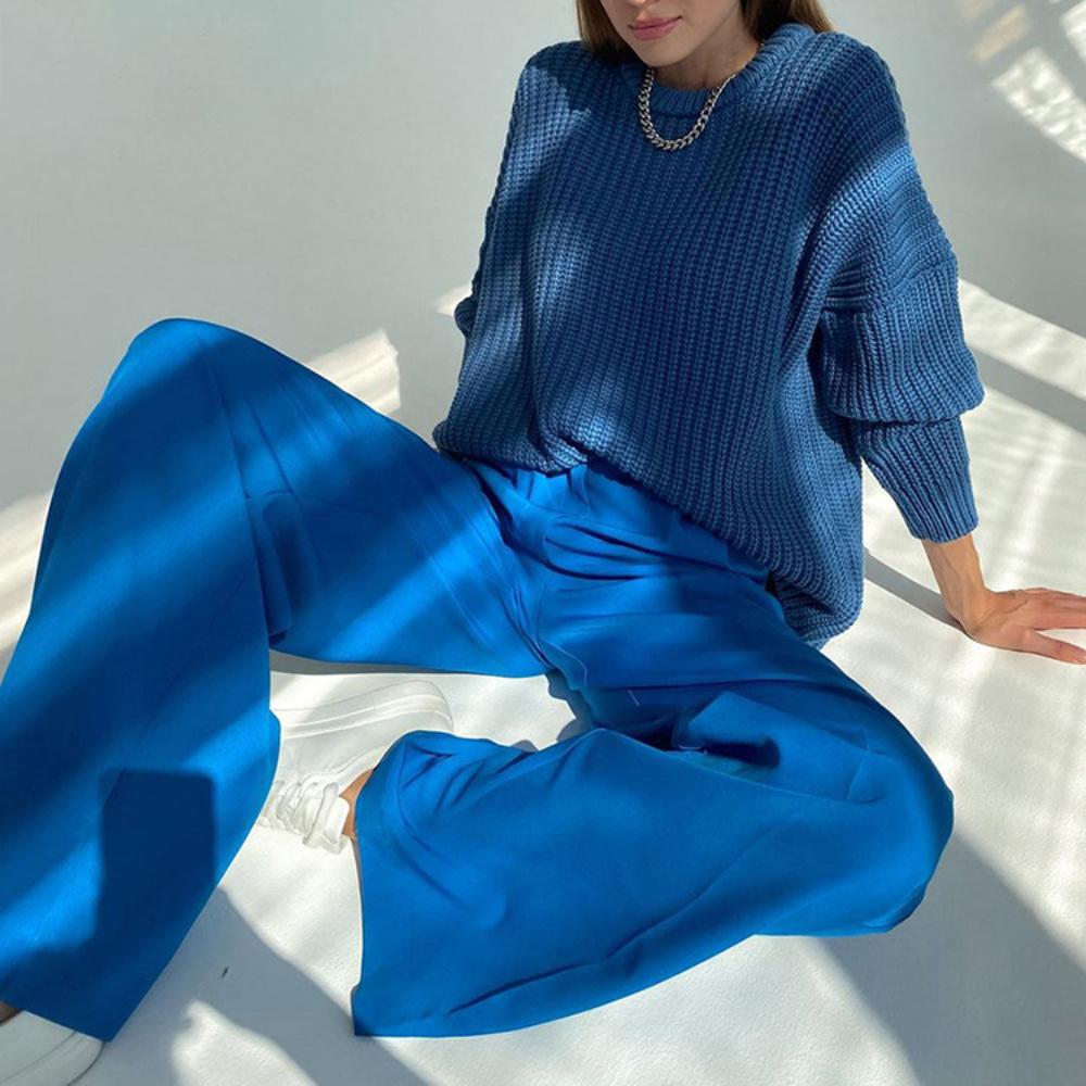 Women'S Pants Fashion Loose Full Length Ladies Trousers Casual High Waist Wide Pants