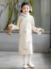 Velvet-Lined Suede Jacquard Children's Qipao Dress