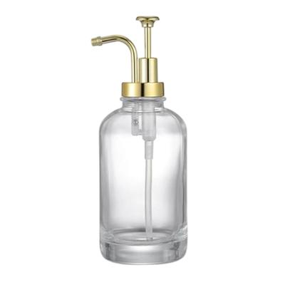 Coffee Syrup Dispenser 500ml Clear Thickened Glass Soap Dispenser Bottle for Kitchen Bathroom Gold Pump Head