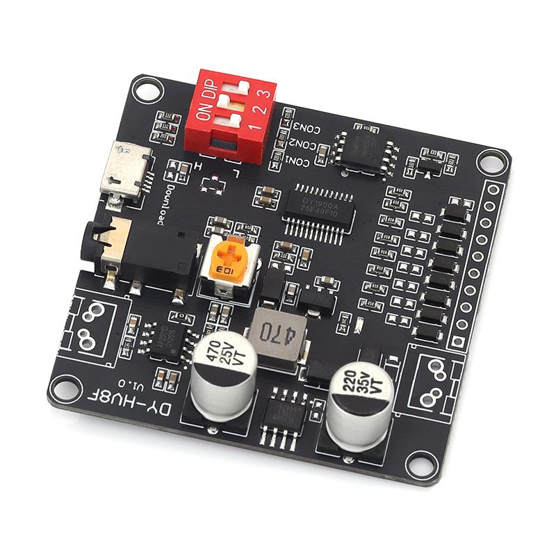 12V/24V DY-HV8F voice playback module triggers one-to-one serial port control to play 10W/20W voice module HV8F