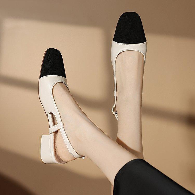 Fashion Summer Sell well Women's Sandals Elegant Medium Heel Toe Mules Comfortable Office Shoes Women's Buckle Heels gladiator Sandals