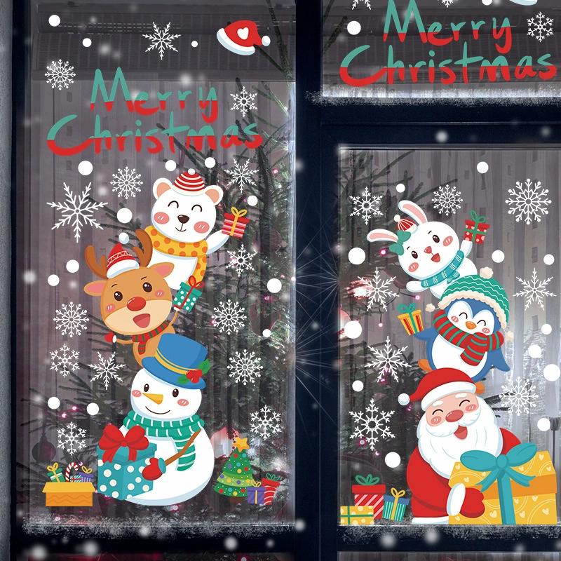 Static UV Merry Christmas Decoration Glass Window Door Wall Sticker Living Room Decoration Wall Stickers
