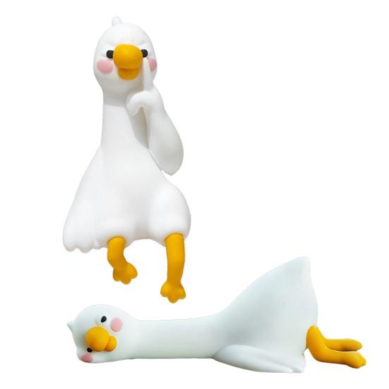 Mini Resin Goose Figurine Funny Resin Small Goose Computer Decor Collectible Cute 3D Craft Sculpture for Office Desk Car Dashboard Home Decor