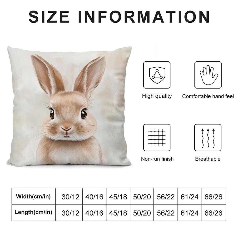 Cute Easter Bunny Cushion Cover Pillowcase Ultra Soft Skin Friendly Fabric Cloud Like Comfort & Concealed Zipper