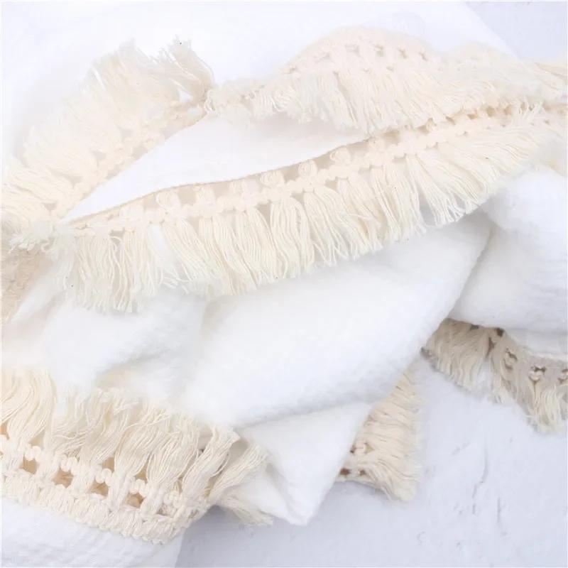 Baby Double-layer Gauze Tassel Cover Blanket, Baby Pure Cotton Windproof Shawl, Holding Blanket, Children's Bath Towel