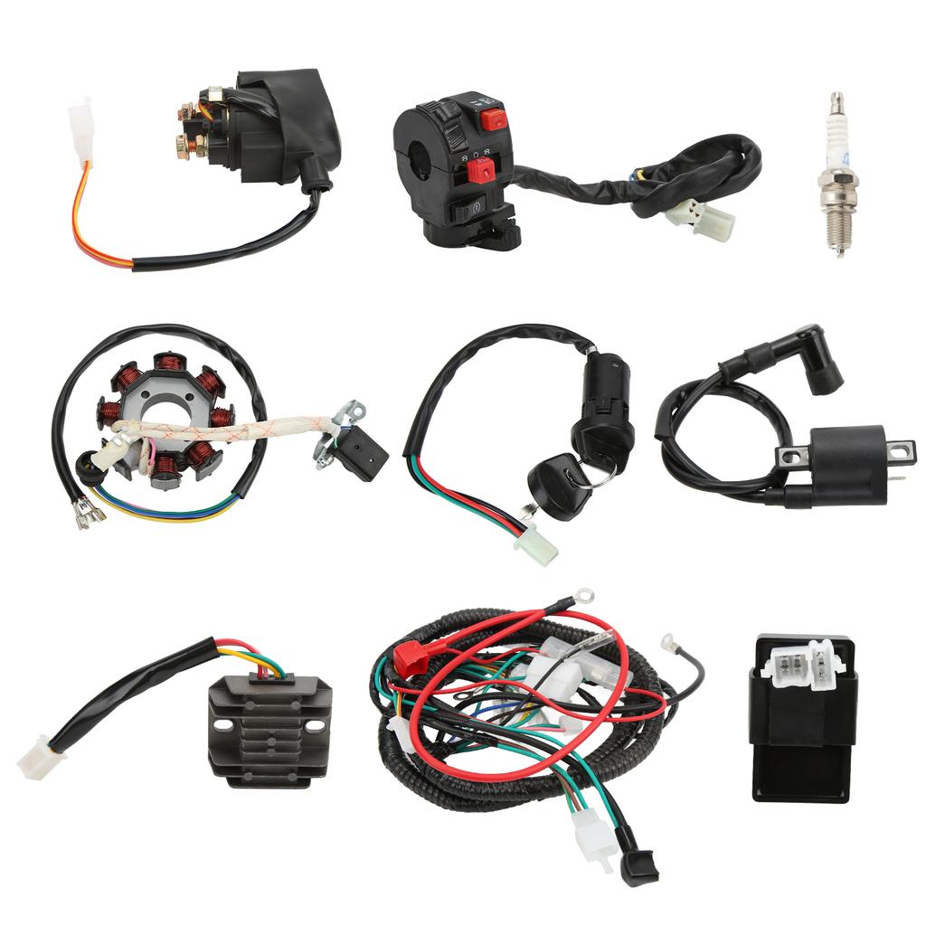 Electric Wiring Harness Kit Solenoid Valve Spark Plug CDI Rectifier Wire Loom Set for 125cc 150cc 200cc 250cc ATV Bike