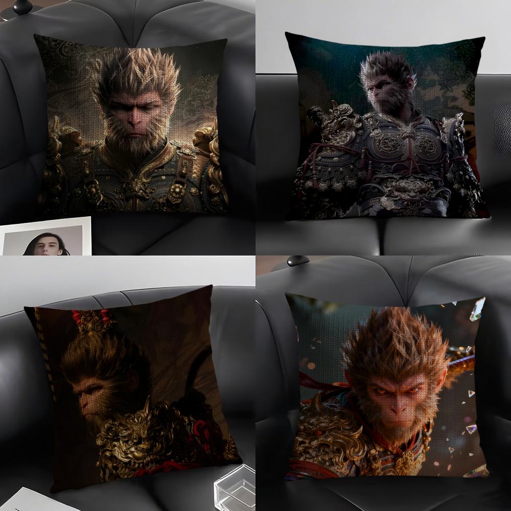 BBlack MythH Game Cushion Cover Natural Linen Organic Fabric DoubleSided Printing Sofa Home Decor Gift Pillow Case