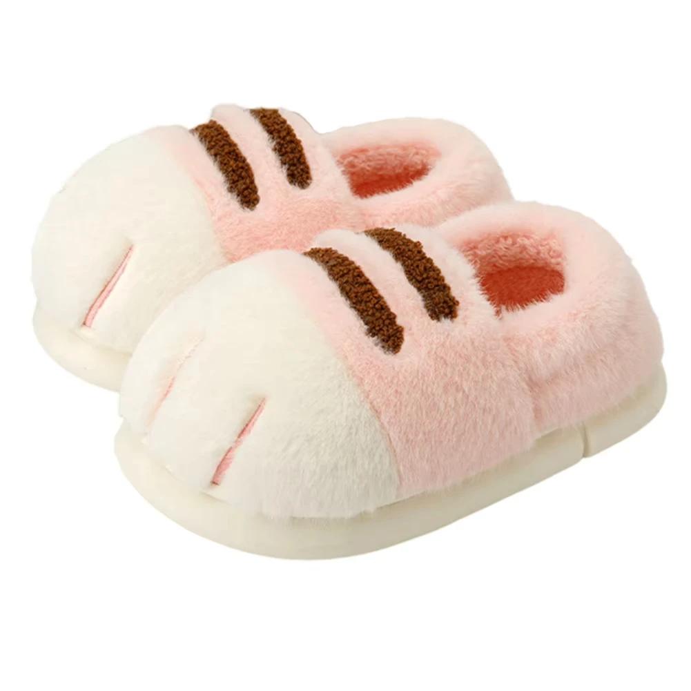 

Fashion New Adorable Kitty Claw Slippers Women s Home Shoes Non Slip Furry Mules Female Fashion Warm Fluffy Slides Outdoor Cat Slippers 36-37