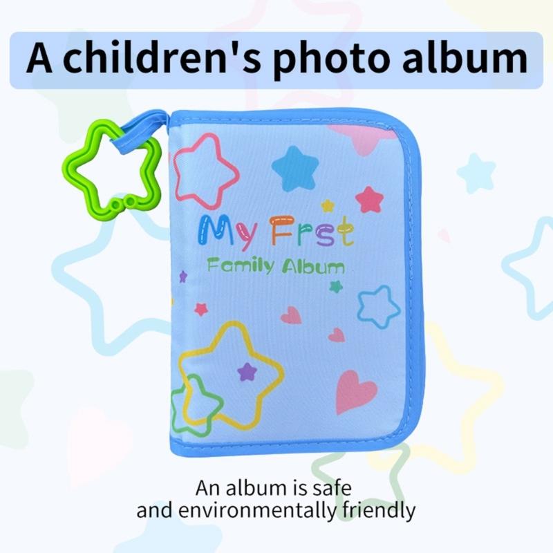 Interactive Toddler Photo Album Baby First Year Family Pictures Book with Chewable Rings and Shatters Resistant Mirror