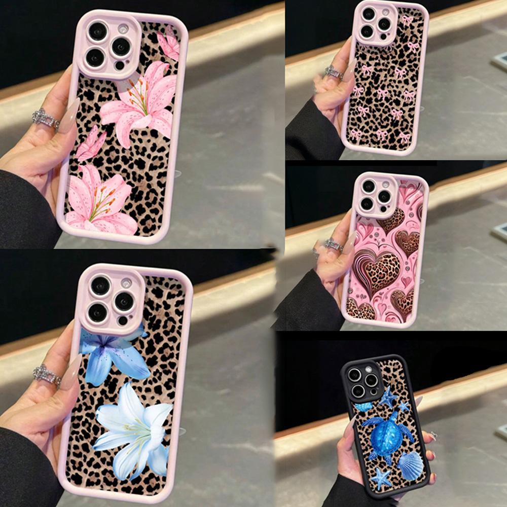 Pink Bow Lily Flower Leopard Print Pattern Phone Case For iPhone 17 16 15 14 13 12 11 Pro Max XS X XR 7 8 Plus 16E 17 Air Cover