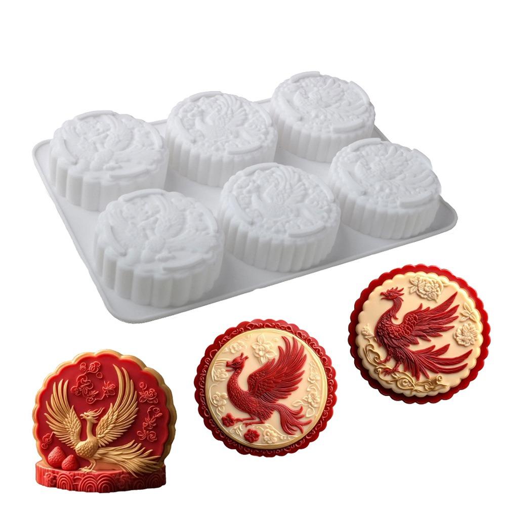 Silicone Auspicious Clouds Mooncake Mold 6 Cavities Mung Bean Cake Mold Soap Mold  Kitchen