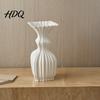 Modern Flower Vase for Balcony Vintage Hydroponic Vase 3D Printed Vertical Ridged Curvy Minimalist Creative Planter Garden Sculptural Tabletop Decor