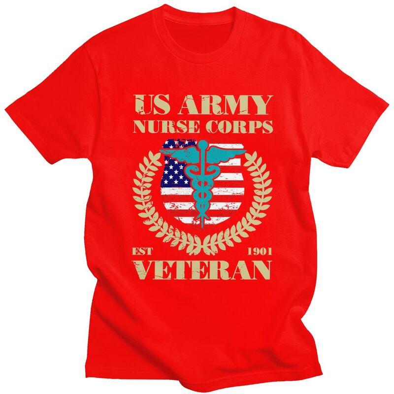 Custom US Army Nurse Corps Veteran T Shirt for Men 100 Cotton Tshirt Tee Short Sleeve Tshirts Clothing Gift S
