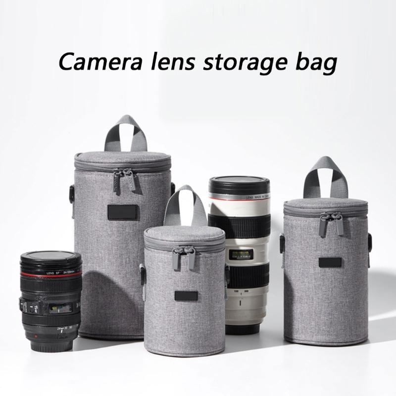 Portable Lens Storage Bag Cylindrical Design Featuring Oxford Cloth Protect Equipment from Scratches and Moisture