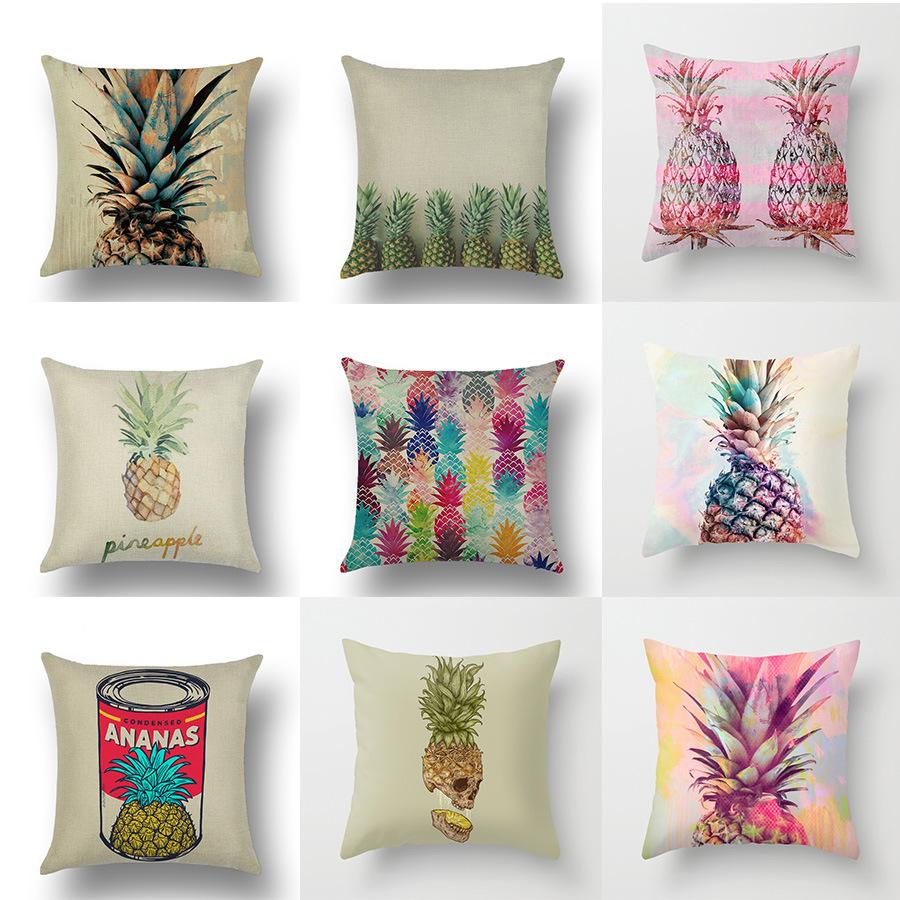 Tropical Fruit Painted Pineapple Linen Pillow Pillow Case Casual Comfortable Car Sofa Office Cushion Cover
