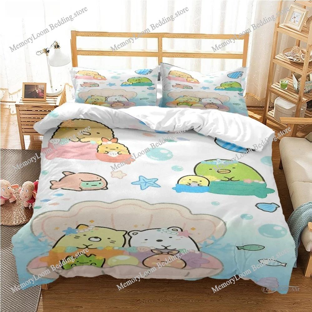 Cartoon Sumikko Gurashi Anime Niedliche Bettbezug Lustiges Kawaii Bettwäsche-Set Weicher Bettdeckenbezug und Kissenbezug Einzel_Doppel_Queen_King