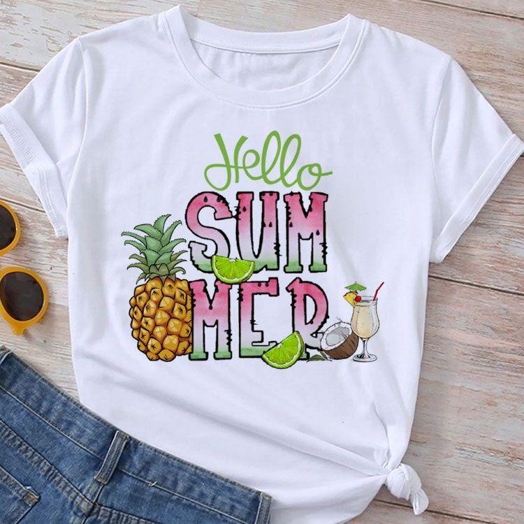 

New Women T-Shirt Fashion Tops Summer Printed Tee Shirts Female Short Sleeve Casual T-Shirts Lady Girls Streetwear XXXL білий