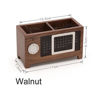 Desktop Calendar Creative Multifunctional Box Organizer Holder Stationery Control WoodenRemote Storage Pen Pencil Home Storage