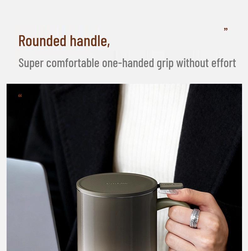 Vanow Insulated Mug with Lid: Stainless Steel Tea Infuser and Water Separation for Men and Women