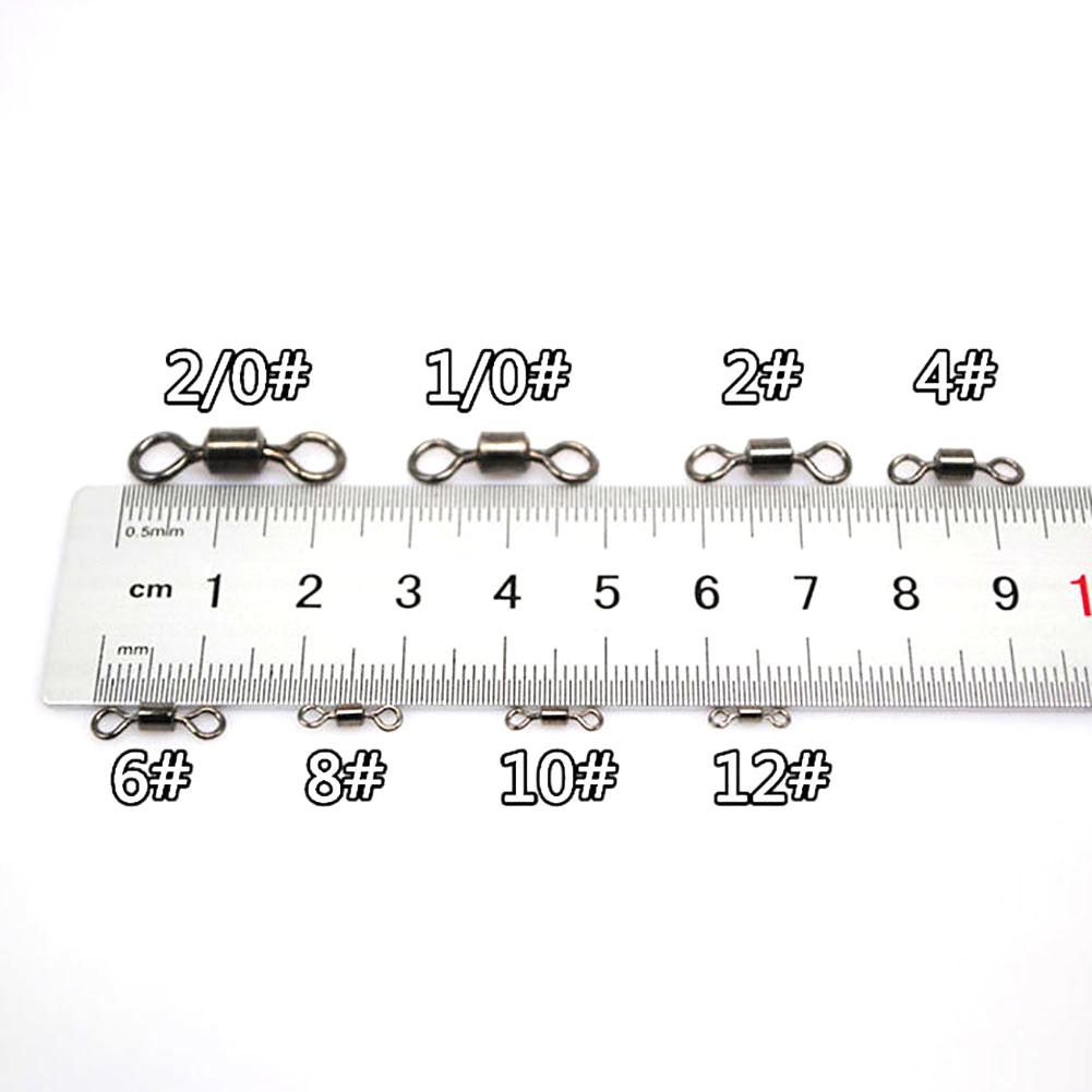 100pcs Fishing Swivel 2/0-12 Size Stainless Steel Bait Connector Fishing Tackle Accessories Fish Tool